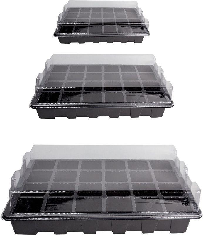 Photo 1 of 10 Pack -240 Cells -24 Grow Trays with Humidity Dome and Cell Insert - Mini Propagator for Seed Starting and Growing Healthy Plants Durable Reusable and Recyclable
