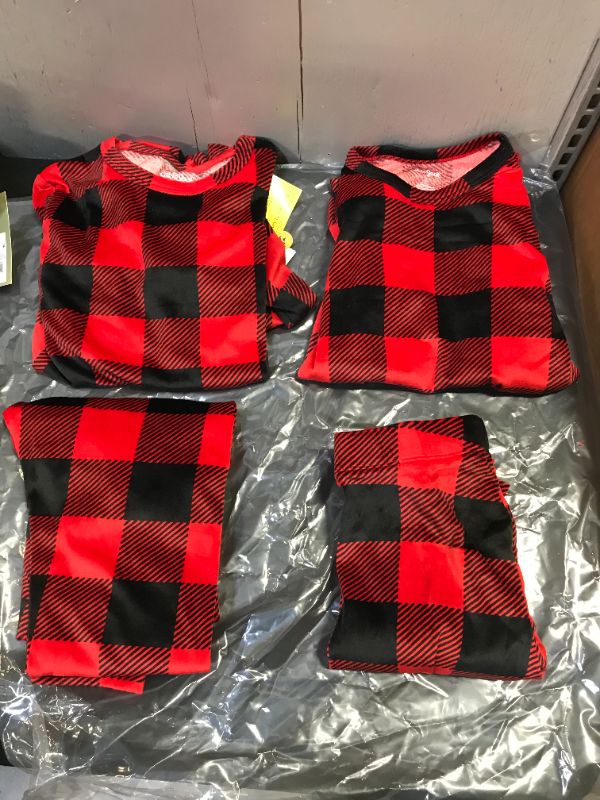 Photo 1 of 2pc Snuggly Soft Buffalo Check Pajama Set - Cat & Jack Red/Black Size( 10 And 14) 2 Pack 