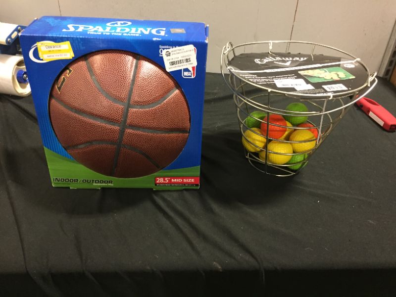 Photo 1 of Callaway Soft Flite Practice Ball Range Basket - Sliver And A Basketball 