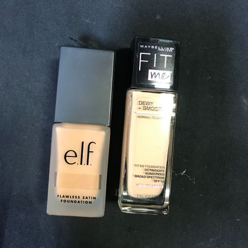 Photo 1 of e.l.f. Cosmetics flawless Finish Foundation, Buff, 0.68 fl oz And Maybelline Fit Me Dewy + Smooth Liquid Foundation Makeup with SPF 18, Fair Porce

