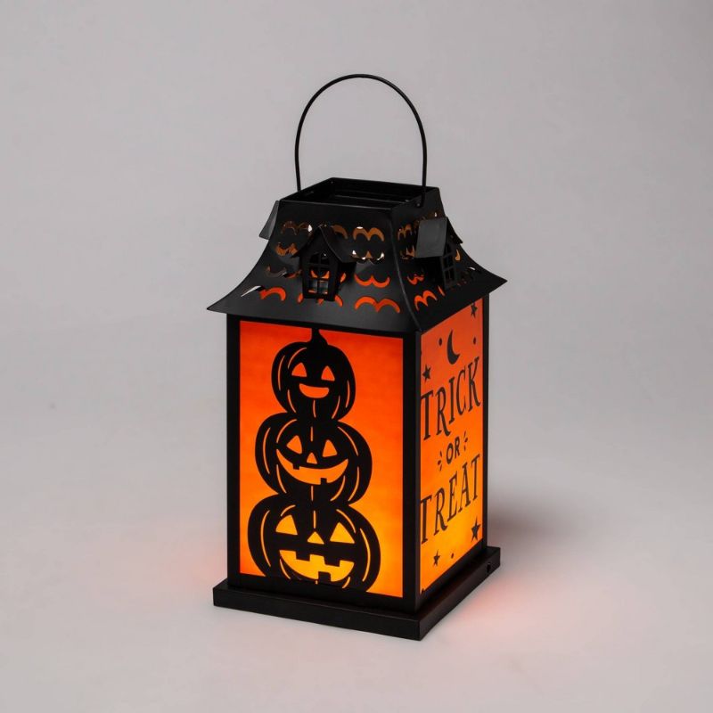 Photo 1 of 12" Decorative Halloween Metal Lantern - Hyde & EEK! Boutique (ITEM HAS SCRATCHES FROM EXPOSURE) (small dent)