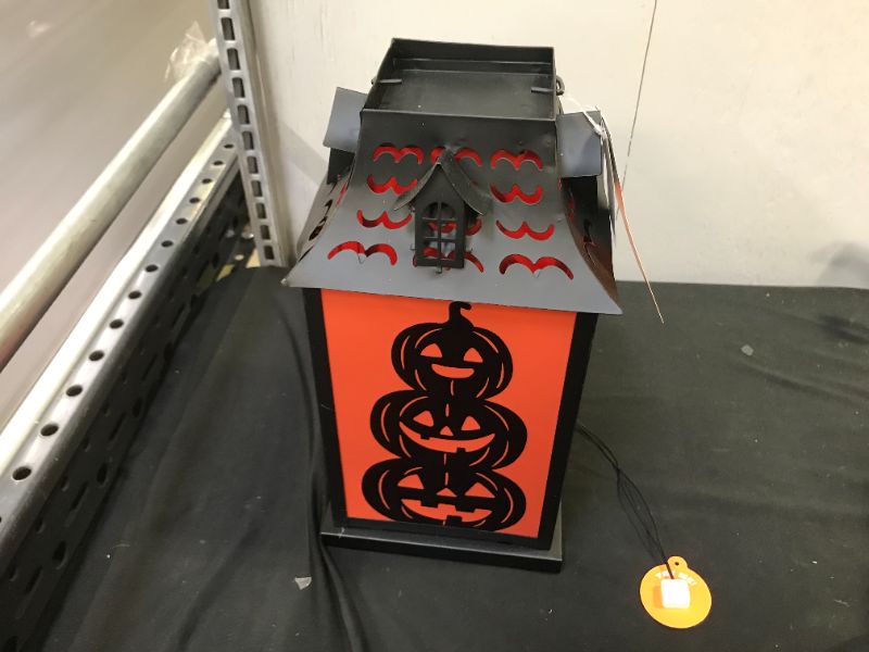 Photo 2 of 12" Decorative Halloween Metal Lantern - Hyde & EEK! Boutique (ITEM HAS SCRATCHES FROM EXPOSURE) (small dent)
