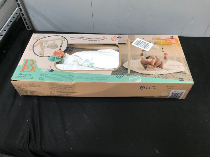 Photo 1 of B Toys - Wooden Baby Play Gym - Activity Mat - Starry Sky - 3 Hanging Sensory Toys - Organic Cotton - Natural Wood - Babies, Infants