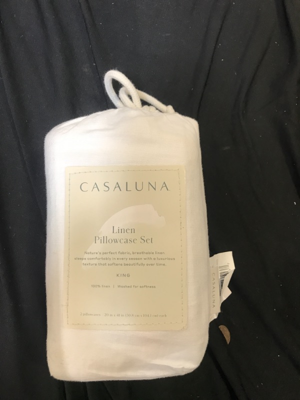 Photo 2 of 100% Washed Linen Solid Pillowcase Set - Casaluna. King