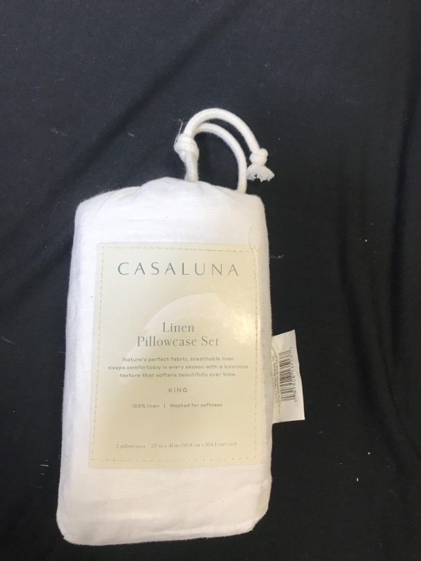 Photo 2 of 100% Washed Linen Solid Pillowcase Set - Casaluna. King

