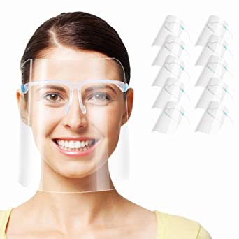 Photo 1 of 10 Pcs Safety Face Shields with 10 Glasses Frame. Set of 2