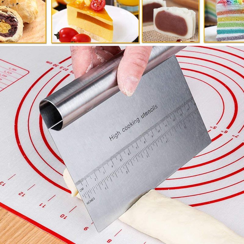 Photo 2 of Pro Dough Pastry Scraper/Cutter/Chopper Stainless Steel Mirror Polished with Measuring Scale Multipurpose- Cake, Pizza Cutter - Pastry Bread Separator Scale Knife (1)
