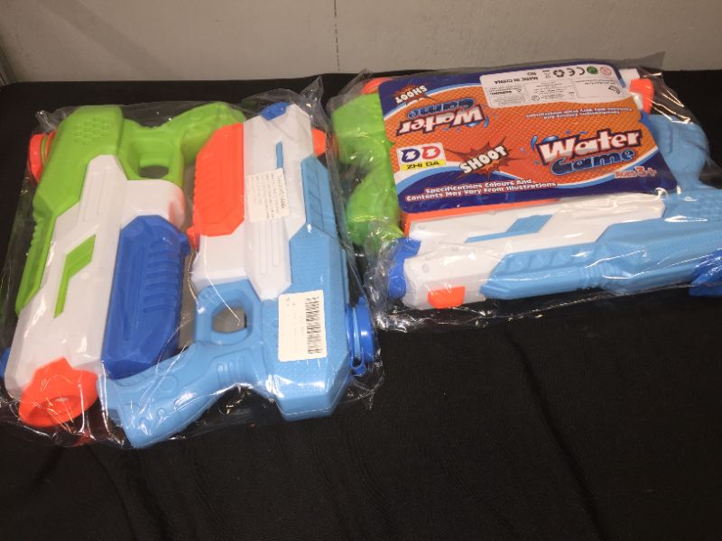Photo 1 of 2 PACKS Water Guns, 2 Pack 600cc Water Guns for Kids Adults Long Range Squirt Guns, Large Capacity Sumer Water Pool Toys Water Blasters Beach Sand Toys Party Favor
