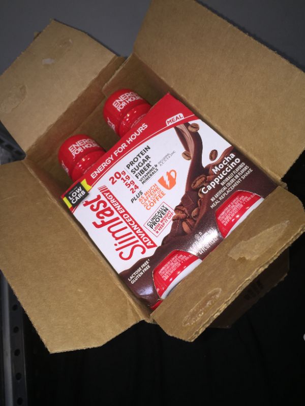 Photo 2 of 3 PACKS OF 4 SlimFast Advanced Energy High Protein Meal Replacement Shake, Mocha Cappuccino, 20g of Ready to Drink Protein with Caffeine, 11 Fl. Oz Bottle 062022
