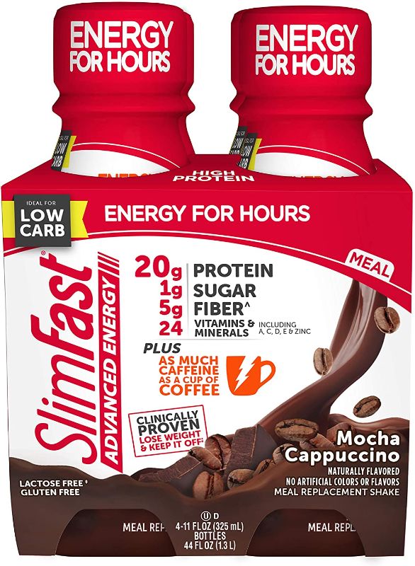 Photo 1 of 3 PACKS OF 4 SlimFast Advanced Energy High Protein Meal Replacement Shake, Mocha Cappuccino, 20g of Ready to Drink Protein with Caffeine, 11 Fl. Oz Bottle 062022
