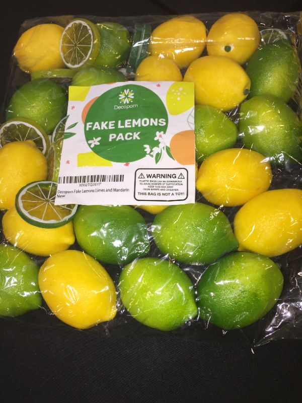 Photo 2 of Fake Lemons Limes and Slices Set Decorative Faux Citrus Fruits - Artificial Decorations for Home Kitchen Table Office Weddings Table Centerpiece Party with Lemon Tree Decor Theme
