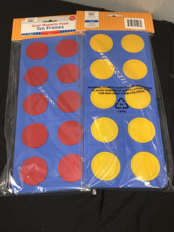 Photo 2 of 2 PACKS LEARNING ADVANTAGE Giant Magnetic Foam Ten Frames - In Home Learning Manipulative for Early Math - 2 Frames with 20 Disks - Teach Number Concepts, Addition and Subtraction