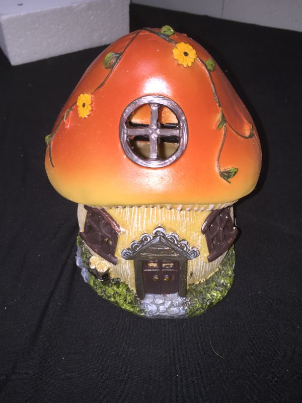 Photo 1 of AnnaStore Solar Fairy Garden House Adorable Mushroom Cottage Cute Garden Statues Decor Miniature Figurine Sculpture Yard Pot Backyard Ornaments Decoration Gift Ideas 6.5" Tall
