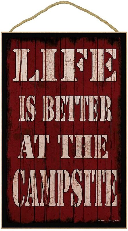 Photo 1 of Blackwater Trading Red Life is Better AtThe Campsite Rustic Cabin Sign Plaque 10"x16" 2 pack 