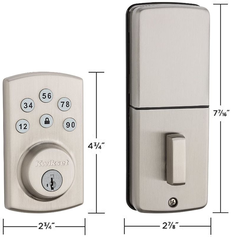 Photo 1 of Kwikset 99070-101 Powerbolt 2 Door Lock Single Cylinder Electronic Keyless Entry Deadbolt Featuring SmartKey Security in Satin Nickel
