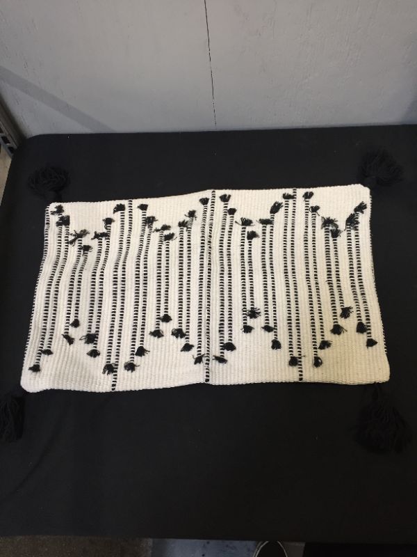 Photo 1 of 19X12 PILLOW TASSEL COVER BLACK/WHITE 