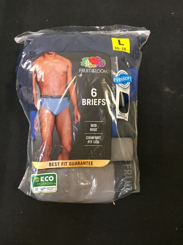 Photo 1 of Fruit of the Loom Men's Tag-Free Cotton Briefs BLUE/NAVY/GREY
LARGE