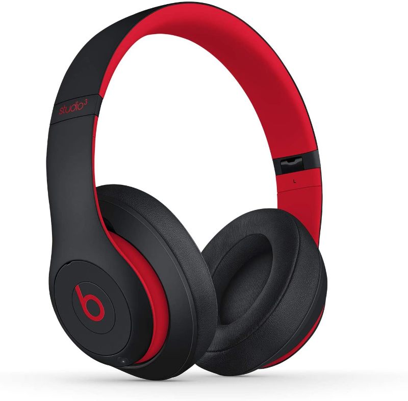 Photo 1 of Beats Studio3 Wireless Noise Cancelling Over-Ear Headphones - Apple W1 Headphone Chip, Class 1 Bluetooth, 22 Hours of Listening Time, Built-in Microphone - Defiant Black-Red (Latest Model)
