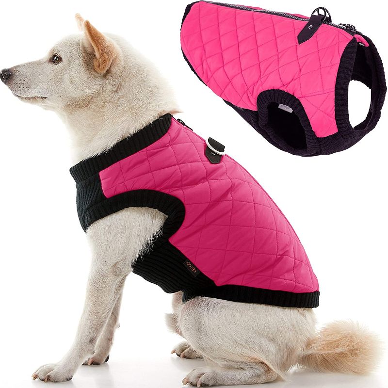 Photo 1 of Gooby Fashion Vest Dog Jacket - Warm Zip Up Dog Bomber Vest with Dual D Ring Leash - Winter Water Resistant Small Dog Sweater - Dog Clothes for Small Dogs Boy or Medium Dogs for Indoor and Outdoor Use
M