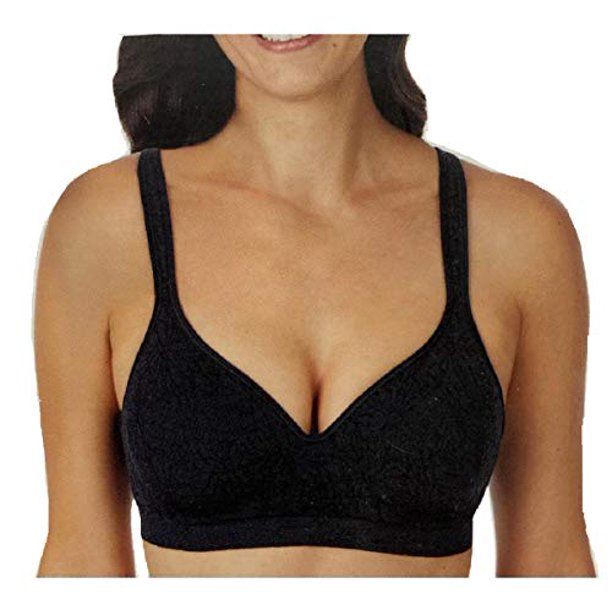 Photo 1 of CAROLE HOCHMAN Seamless Comfort Bra Wire Free Molded Cups Comfort Straps (Black, X-Large)
