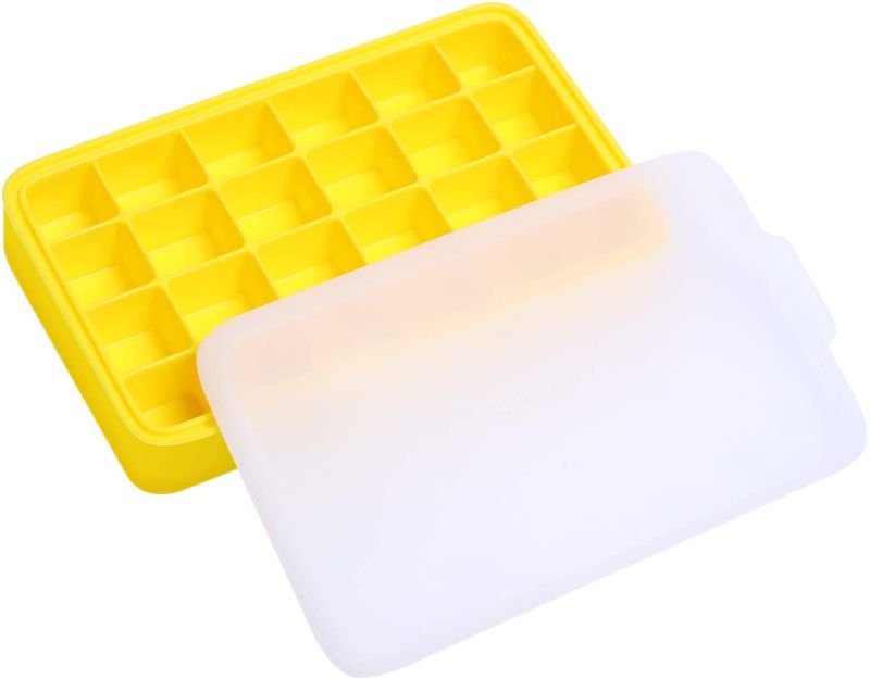 Photo 1 of Blest 24 Square Ice Cube Mold Food Grade Silicone Grid Ice Tray with Lid Ice Maker Reuseable Easy Realease BPA Free for Juice,Water,Drinks