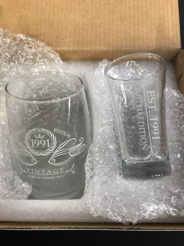 Photo 2 of 1991 30th Birthday Gifts For Women & Men 13 Oz Wine Glass + 2 Oz Shot Glass, 30th Birthday Decorations For Women, Funny Present Ideas for Her, Wife, Mom, Coworker, Best Friend, Anniversary Presents