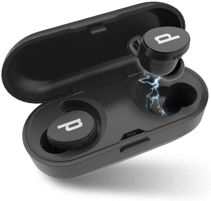 Photo 1 of Paplio Dash True Wireless Extra Bass Earbuds, Bluetooth 5.0 Headphones, 20 Hrs Long Battery, Noise Isolating, Microphone, IPX5 Waterproof TWS Stereo Earphones for Workout, Gym, Sport, and Running****STILL HAS ORIGINAL SEAL****
