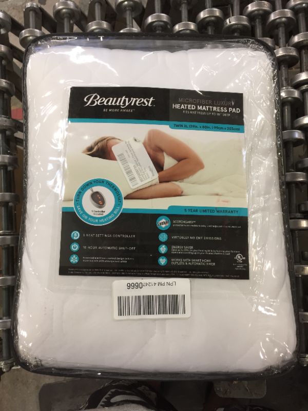 Photo 2 of Beautyrest - Heated Microfiber Mattress Pad with 3M Scotchgard - White - Twin XL