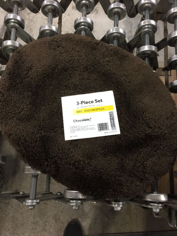 Photo 1 of Garland Traditional Nylon 3-Piece Washable Bathroom Rug Set, Brown