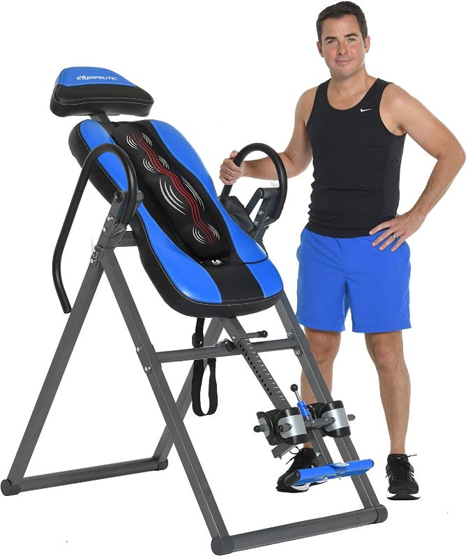 Photo 1 of Exerpeutic Inversion Table UL Certified with Heat and Massage Therapy, Blue
