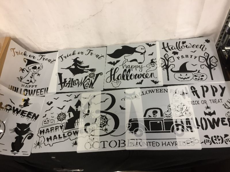 Photo 1 of 3 SETS OF 9  HALLOWEEN PLASTIC PAINTING STENCILS (27 TOTAL)
