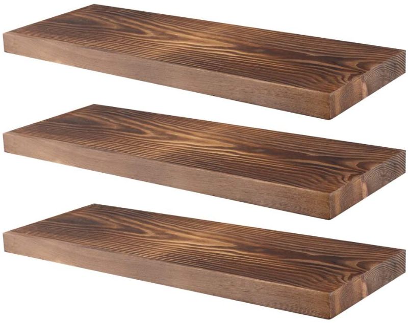 Photo 1 of Floating Shelves for Wall, Kosiehouse Rustic Pine Wood Farmhouse Invisible Shelf Set for Drywall Storage Rack Display Ledge for Bathroom Kitchen Bedroom Living Room Office - Drywall Mounting
