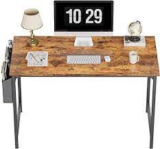 Photo 1 of CubiCubi Study Computer Desk 47" Home Office Writing Small Desk, Modern Simple Style PC Table, Black Metal Frame, Rustic Brown