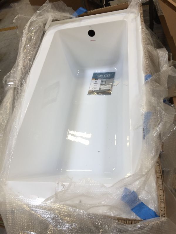 Photo 3 of Aqua Eden 60 Acrylic Alcove Bathtub with Left Hand Drain and Overflow Hole, White