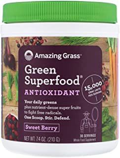 Photo 1 of Amazing Grass Greens Blend Antioxidant: Super Greens Powder with Spirulina, Beet Root Powder, Elderberry, Bilberry & Probiotics, Sweet Berry, 30 Servings (Packaging May Vary)
30 Servings (Pack of 1)