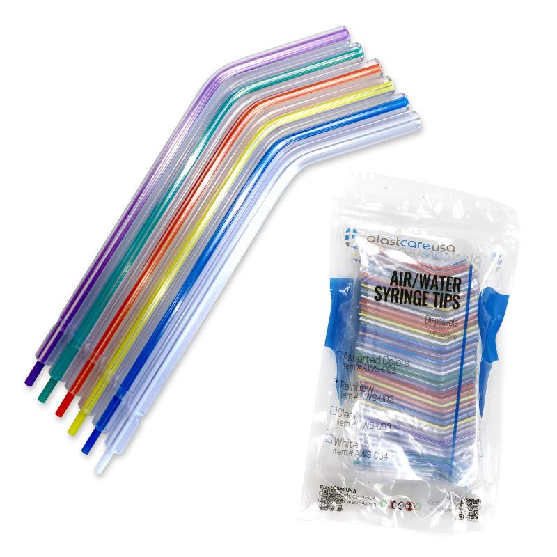 Photo 1 of 6 ---250 Rainbow Dental Air Water Syringe Tips, Disposable Spray Nozzles, 1 Bag
