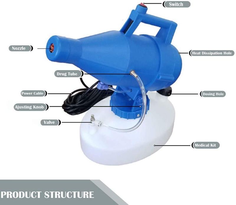 Photo 1 of 110V US Plug 4.5L Portable Ultra Low Capacity Fogging Sprayer, Electric Cold Mist ULV Fogger, Electric fogger Machine, Cleaner Atomizer for Office School Farm, Cold fogger Sprayer, Atomizing fogger
