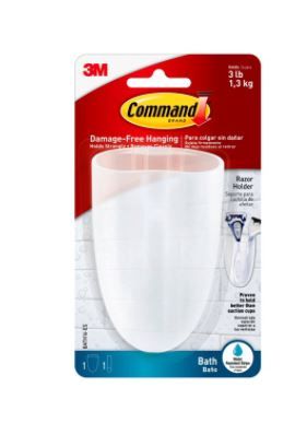 Photo 1 of Command Razor Holder, Frosted, Medium, 1 Holder, 1 Medium Strip/Pack
