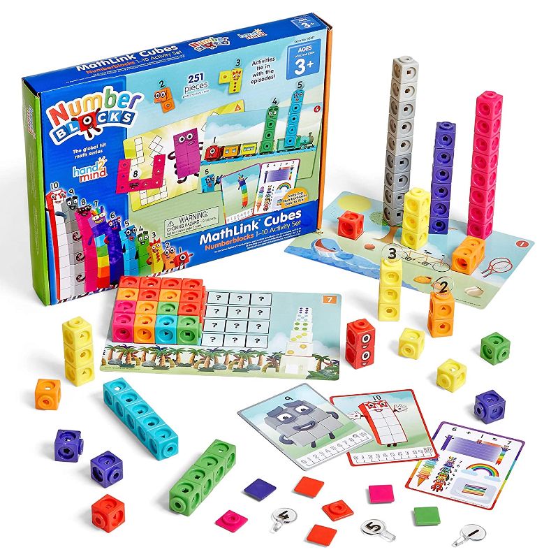 Photo 1 of hand2mind Numberblocks MathLink Cubes 1-10 Activity Set, 30 Numberblocks Activities Linked to TV Episodes, 100 NumberBlocks Cubes, Numberblocks Toys, Math Cubes, Stem Toys, Homeschool Supplies
