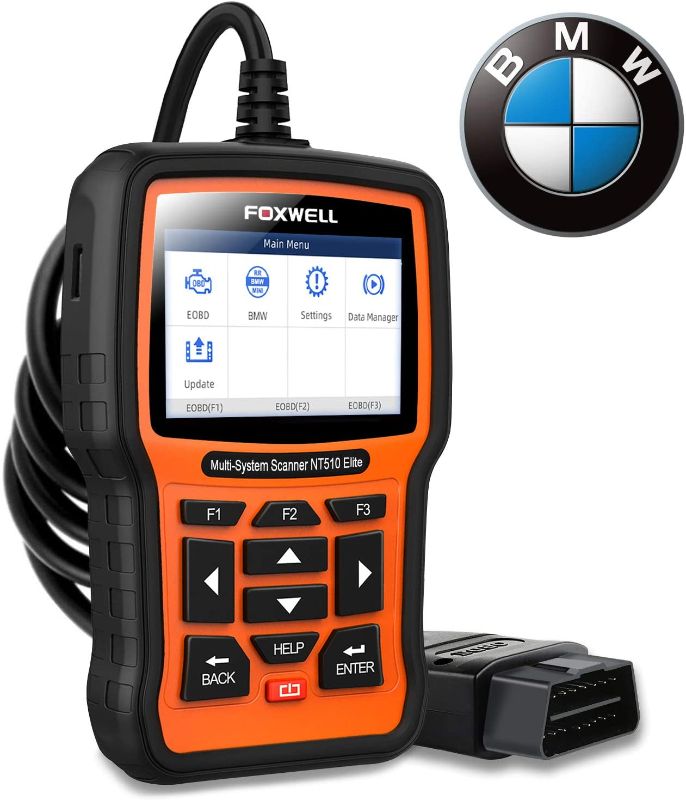 Photo 1 of FOXWELL NT510 Elite Full Systems Scanner for BMW Automotive Obd2 Code Reader Bidirectional Diagnostic Scan Tool with SRS EPB SAS TPS Active Test Oil Reset Battery Registration (New Version)
