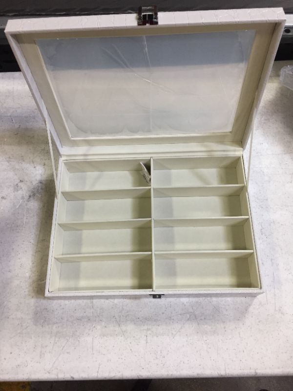 Photo 1 of 13 INCH X 9 INCH WHITE JEWELRY HOLDER WITH 8 COMPARTMENTS 