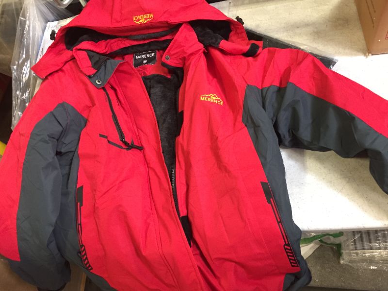 Photo 1 of WOMENS WATERPROOF SKI JACKET WITH HOOD RED SIZE MEDIUM WITH FUR INSIDE 