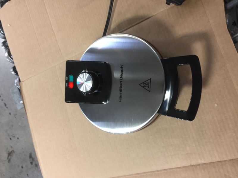 Photo 4 of Hamilton Beach Belgian Waffle Maker with Non-Stick Copper Ceramic Plates, Browning Control, Indicator Lights, Stainless Steel (26081)
