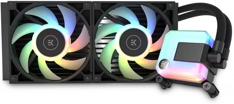 Photo 1 of EK 280mm AIO D-RGB All-in-One CPU Liquid Cooler with EK-Vardar High-Performance PMW Fans, Water Cooling Computer Parts, 140mm Fan, Intel 115X/1200/2066, AMD AM4
