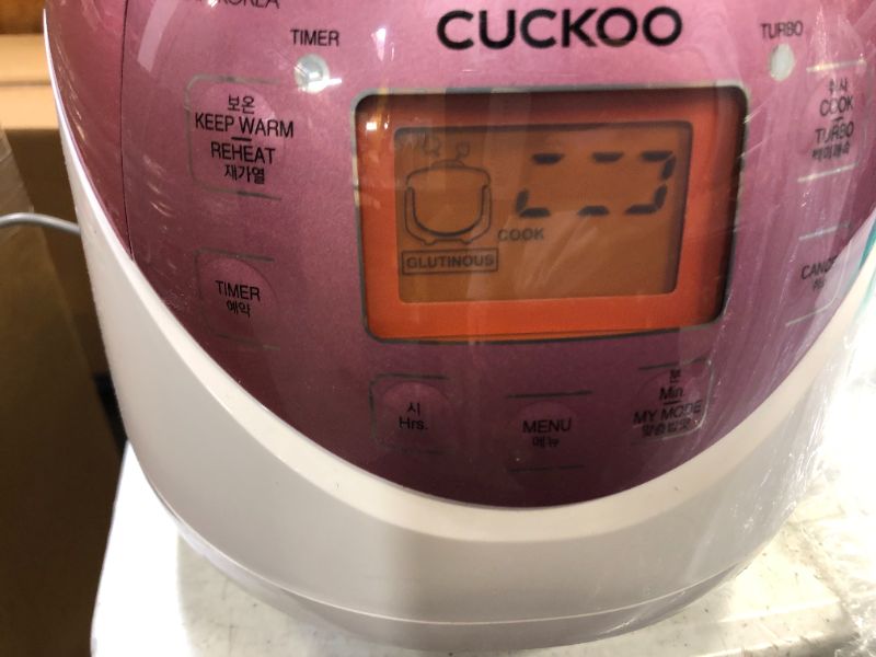 Photo 2 of Cuckoo Micom Rice Cooker & Warmer & Warmer – 9 Built-in Programs, White/GABA, Mixed/Brown, Porridge, Steam, Slow-Cook, and My Mode [16 Flavors and Textures], 6 Cups, Pink
