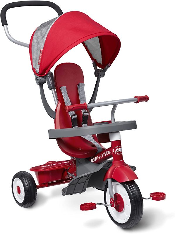 Photo 1 of Radio Flyer 4-in-1 Stroll 'N Trike, Red Toddler Tricycle for Ages 1 Year -5 Years, 19.88" x 35.04" x 40.75"
