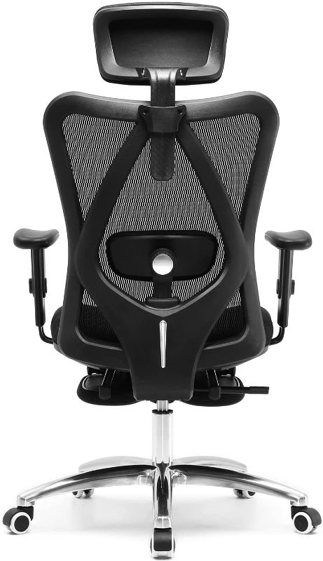 Photo 1 of SIHOO Ergonomic Office Chair with Footrest, Recliner Computer Desk Chair, Adjustable Headrest Breathable Mesh High Back and Armrests Mesh Chair(Black)
