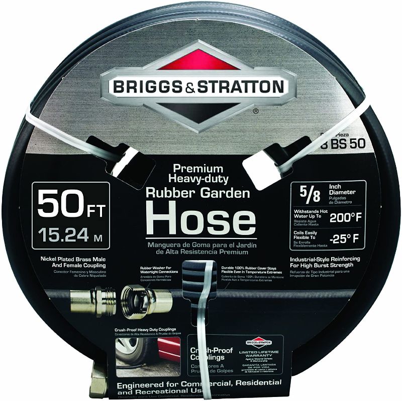 Photo 1 of Briggs and Stratton 8BS50 50-Foot Premium Heavy-Duty Rubber Garden Hose
