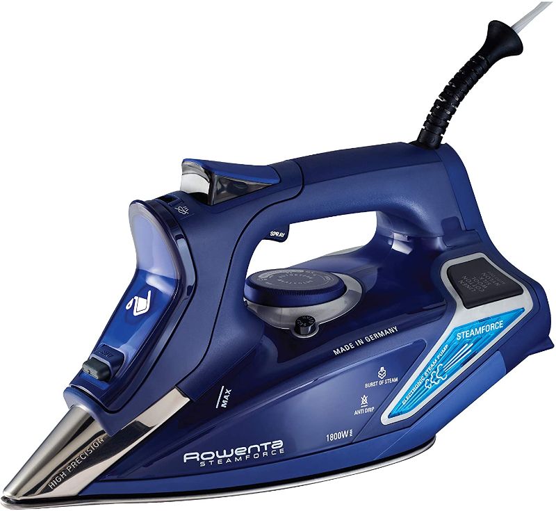 Photo 1 of Rowenta DW9280 Digital Display Steam Iron, Stainless Steel Soleplate, 1800-Watt, 400-Hole, Blue
