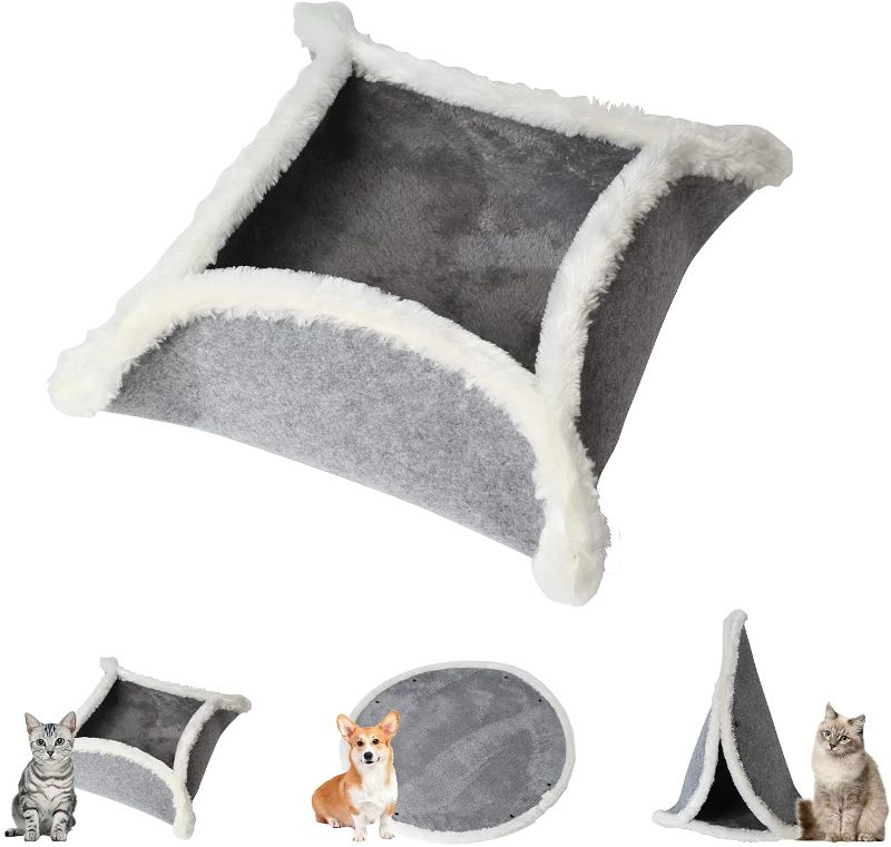 Photo 1 of Cat Bed & Dog Bed,Warmth and Comfort Pet Bed Made of Plush Felt,Calming Cat Bed in Grey and White for Small to Medium Sized Dogs and Cats
